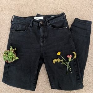 High-rise Ripped Black Skinny Jeans